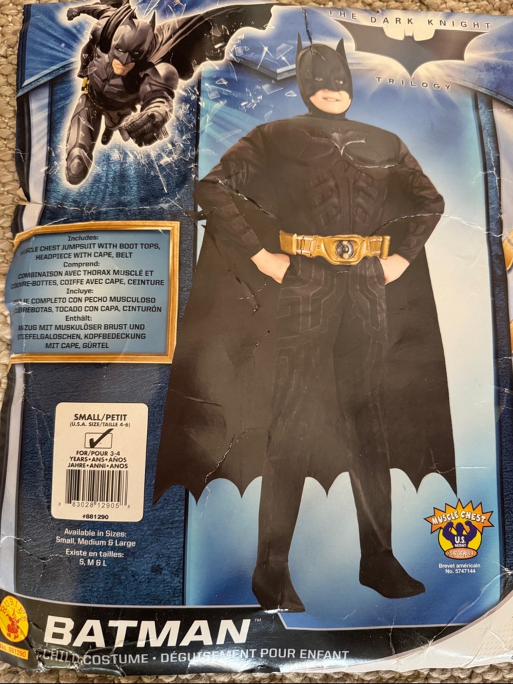 Batman Kids Superhero Costume in Black with Gold Belt